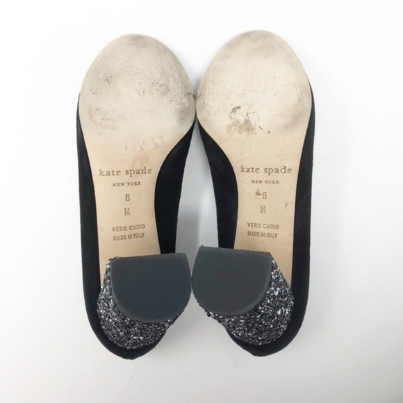 🖤 KATE SPADE 🩶 Metallic Glitter Chunky Heel Pumps sz 6 - Picture 7 of 8
